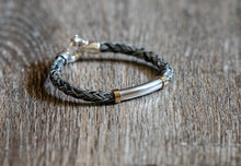 Load image into Gallery viewer, Round Braid Bracelet with Silver Tubing and 14K Gold Ends
