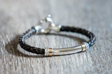 Load image into Gallery viewer, Round Braid Bracelet with Sterling Tubing and 14K Gold Ends with CZ Beads