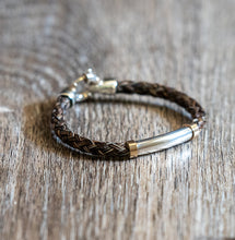 Load image into Gallery viewer, Round Braid Bracelet with Silver Tubing and 14K Gold Ends