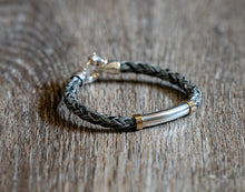 Load image into Gallery viewer, Round Braid Bracelet with Silver Tubing and 14K Gold Ends