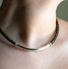 Load image into Gallery viewer, Round Braided Necklace with Smooth Sterling Tubing and CZ Beads