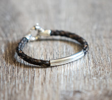 Load image into Gallery viewer, Round Braid Bracelet with Smooth Silver Tube