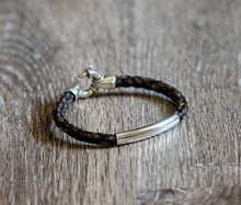 Load image into Gallery viewer, Round Braid Bracelet with Smooth Silver Tube