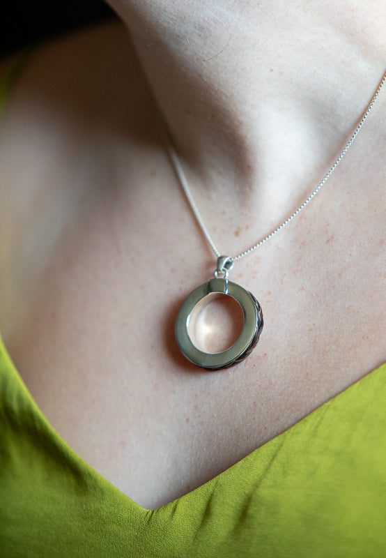 Large Silver Circle Pendant Channel