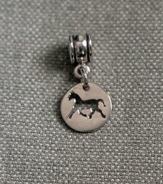 Horse Disk Charm with Bead