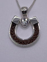 Load image into Gallery viewer, Horseshoe with CZ Heart Pendant
