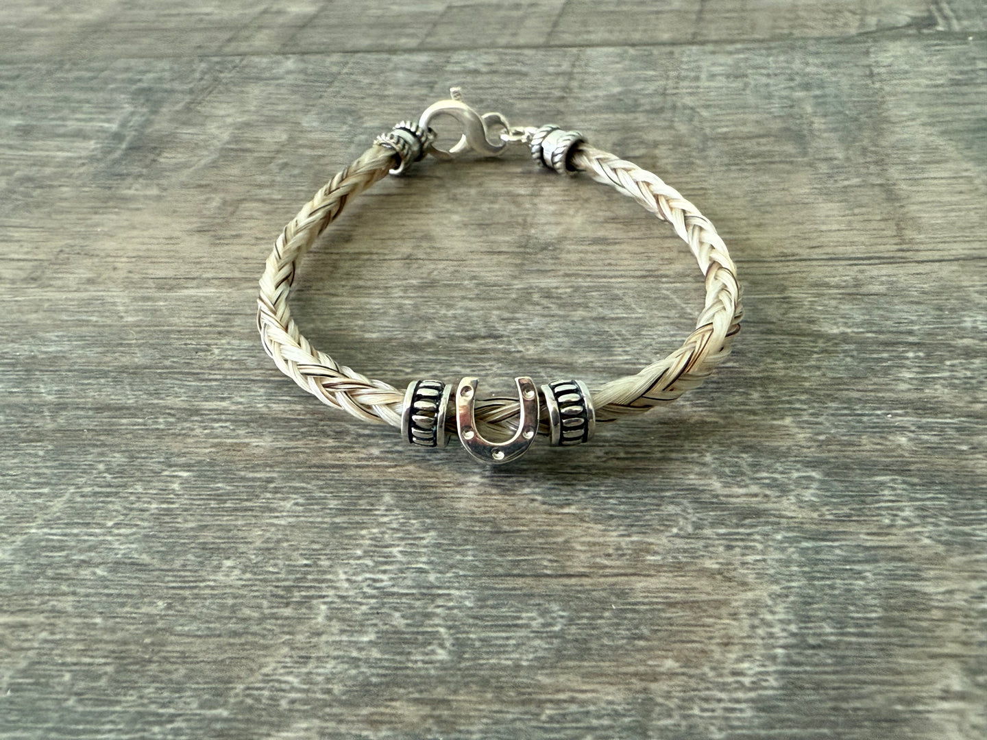 Bracelet with Horseshoe Bead and Silver Spacers