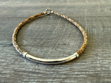 Load image into Gallery viewer, Round Braid Necklace with Sterling Silver Tube &amp; Sterling Silver End Pieces
