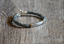 Load image into Gallery viewer, Round Braid Bracelet with Silver Tubing and 14K Gold Ends
