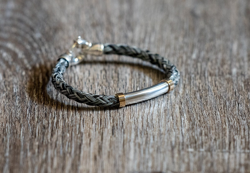Round Braid Bracelet with Silver Tubing and 14K Gold Ends