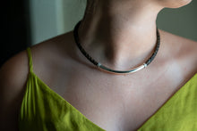 Load image into Gallery viewer, Round Braided Necklace with Smooth Sterling Tubing and CZ Beads
