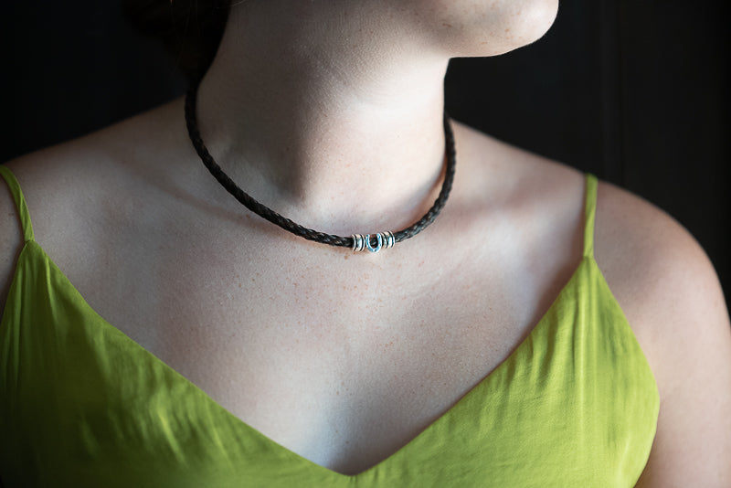 Necklace with Horseshoe and Smooth Silver Spacers