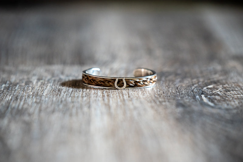 Inlaid Cuff Bracelet with Silver Horseshoe