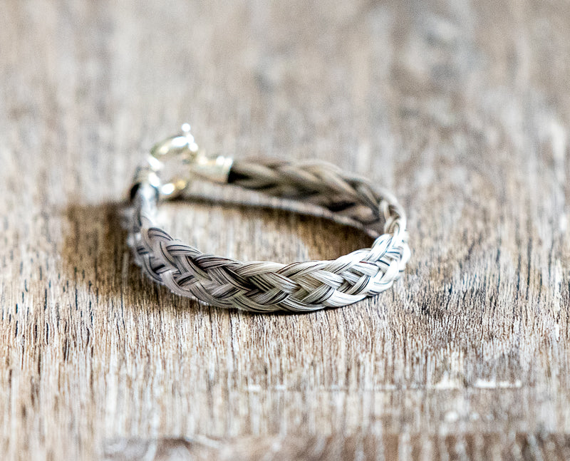 Bracelet with Thick Flat Braid & Heavy Spring Ring Clasp