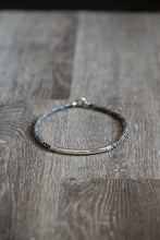 Load image into Gallery viewer, Round Braid Necklace with Sterling Tubing and Silver Ends and CZ Beads
