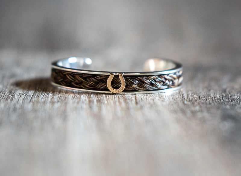 Inlaid Cuff Bracelet with 14K Horseshoe